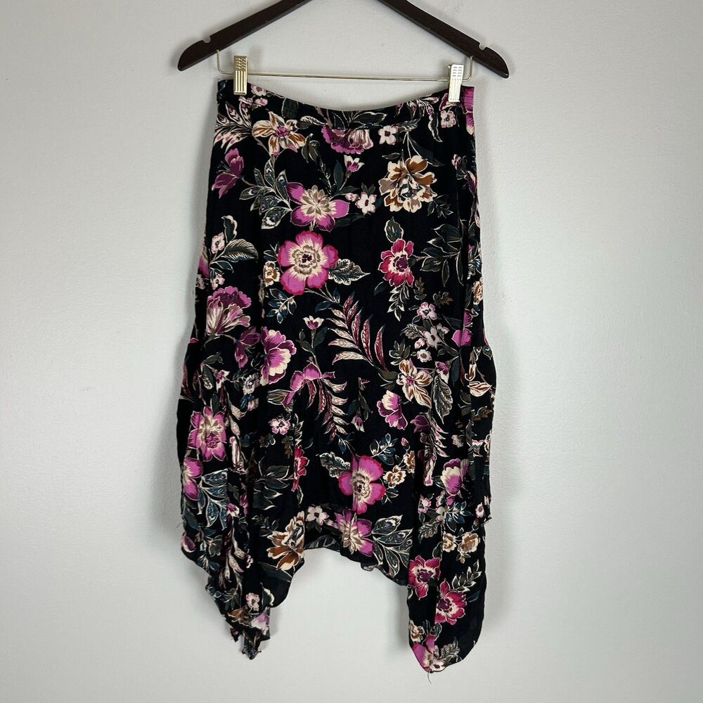 Jessica Simpson Womens Floral Print Skirt Margot Midi Asymmetrical Large Fairy
